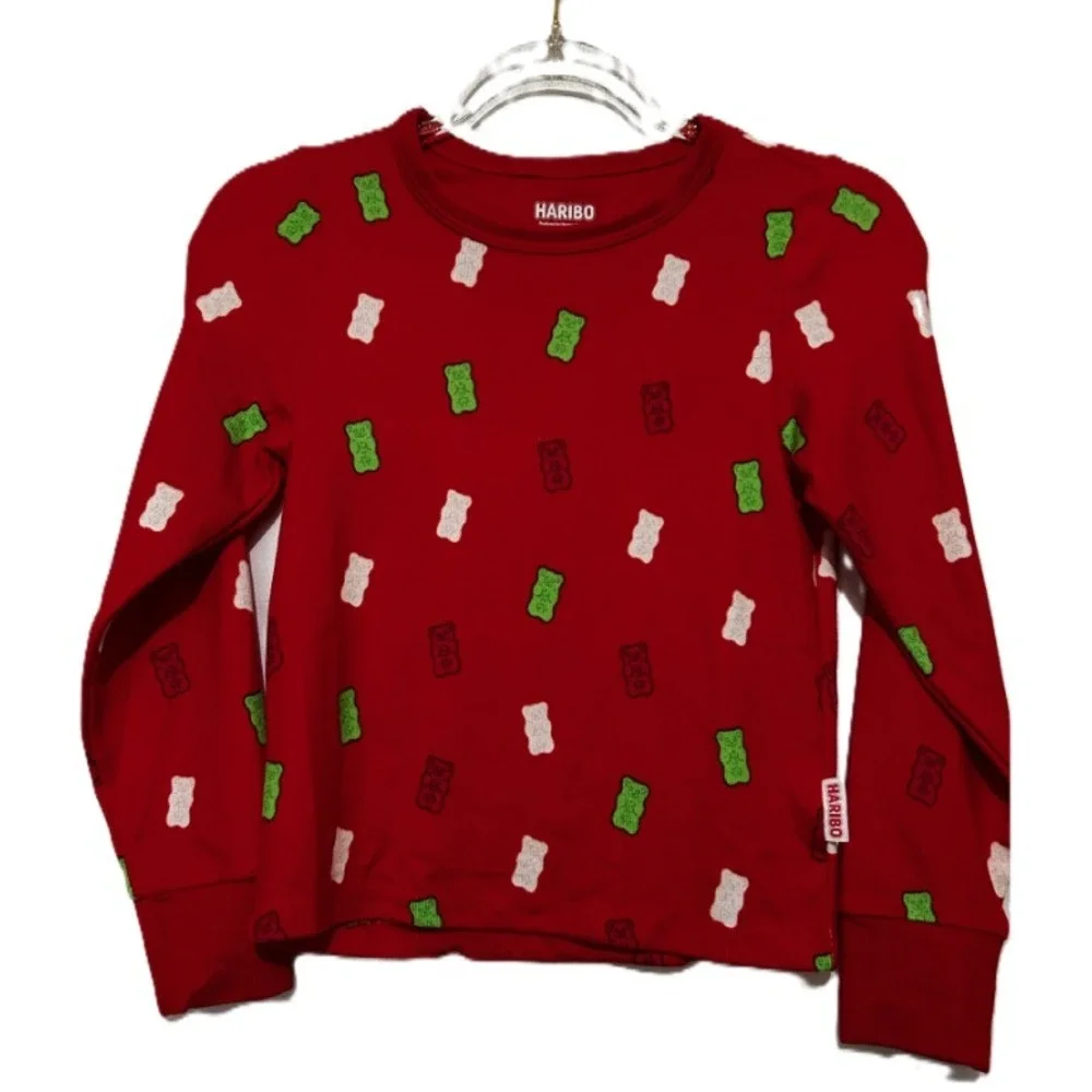 Haribo Kids Pajama Top Red Gummy Bear Print‎ Long Sleeve Sleep Shirt XXS